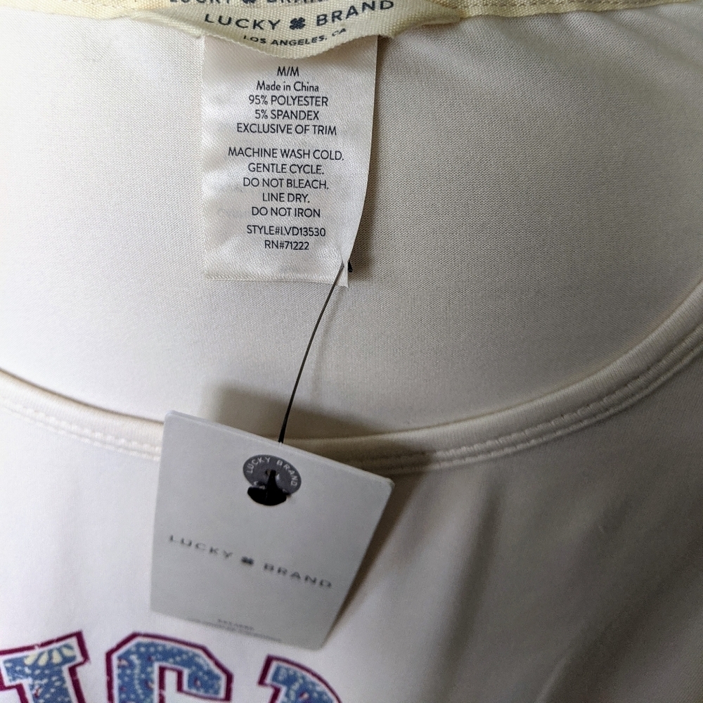 Lucky Brand Pajama Lounge Set Shorts Short Sleeve Tee Top White Red Blue M NWT - Picture 9 of 13